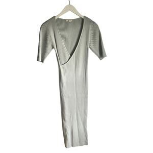 Tea n Rose Lilght Blue Knit Short Sleeve Wrap Sweater Dress Bodycon sz Small